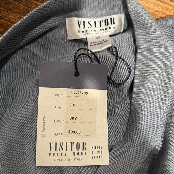 100% silk, Men’s Visitor Poeta Moda pullover shirt, size 2X, NWT, casual - Picture 4 of 6